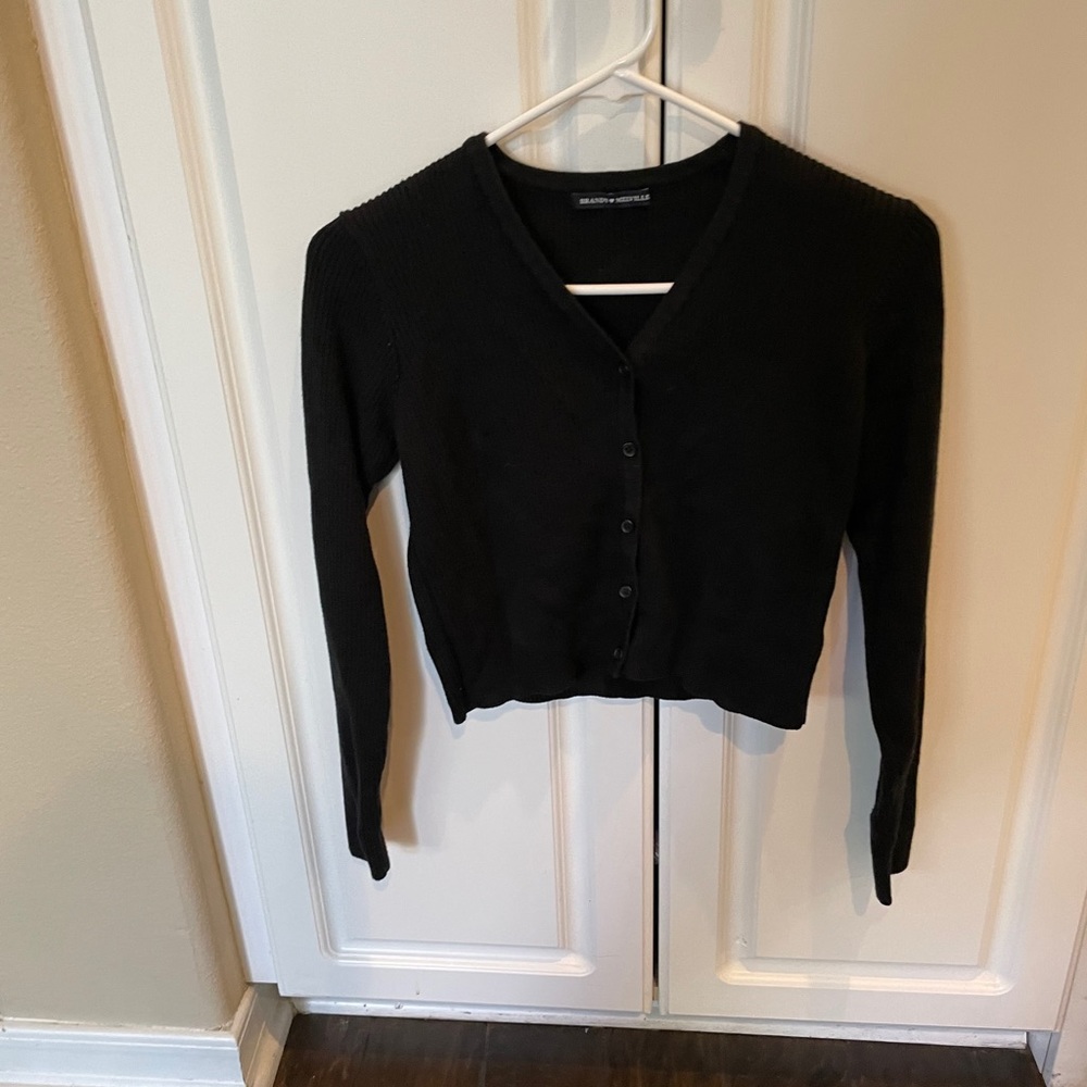 Brandy Melville Black knit button up top